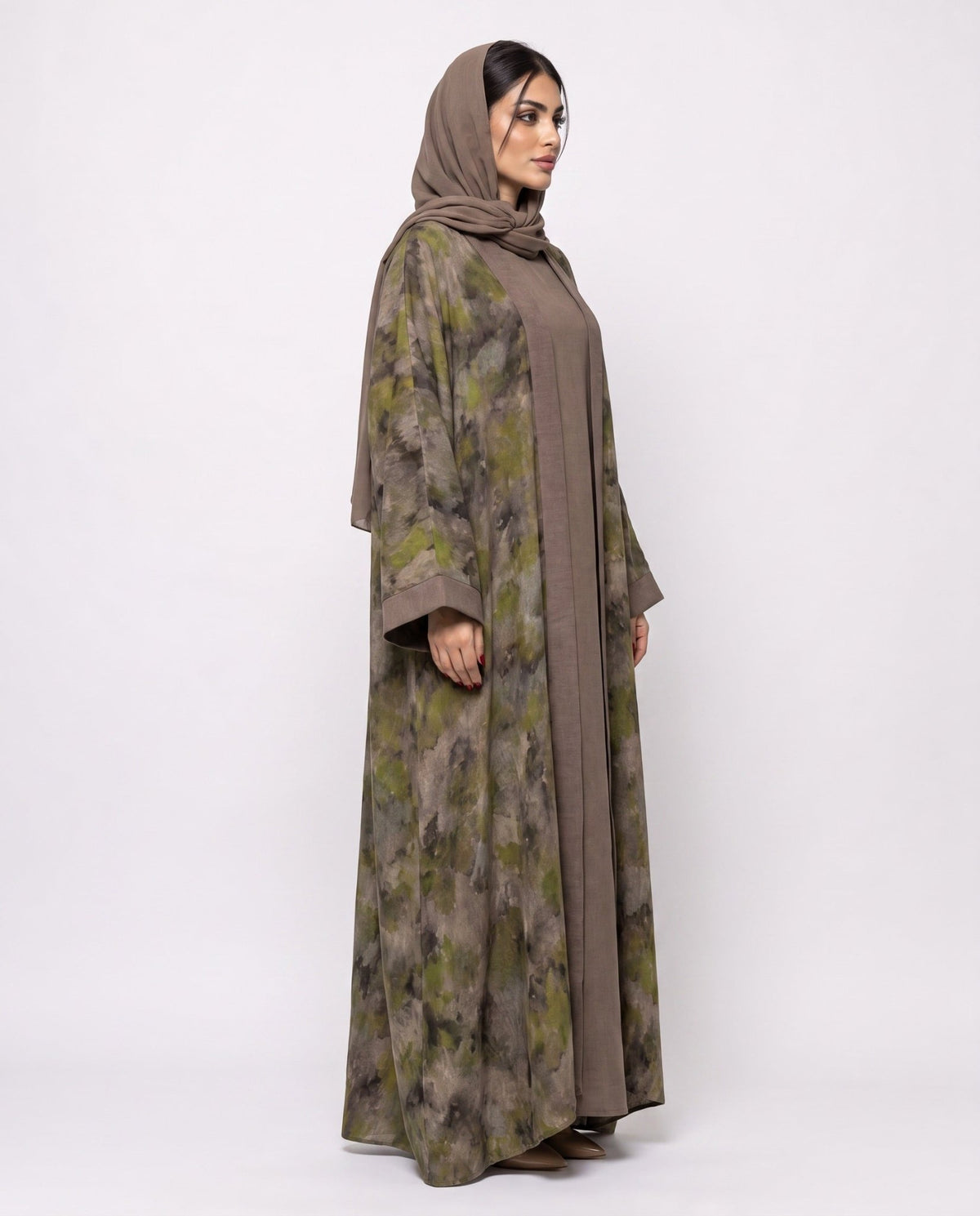 Printed Half-Bisht Abaya Set - MRAISHA - MIRA Y MANO