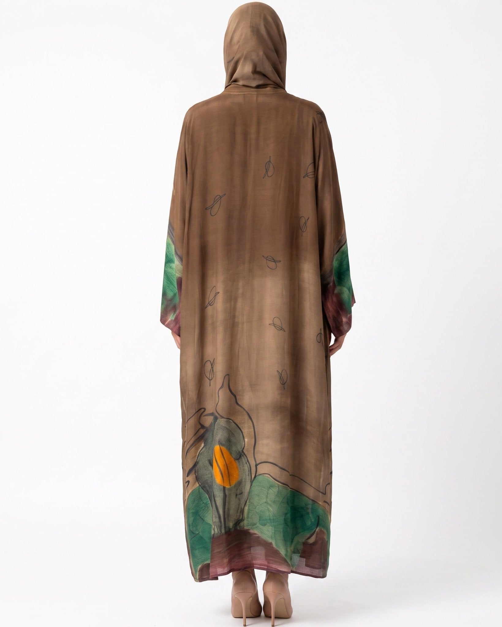 SS26MULS05 - Printed Cotton Silk Abaya - MULAKAAT - MIRA Y MANO