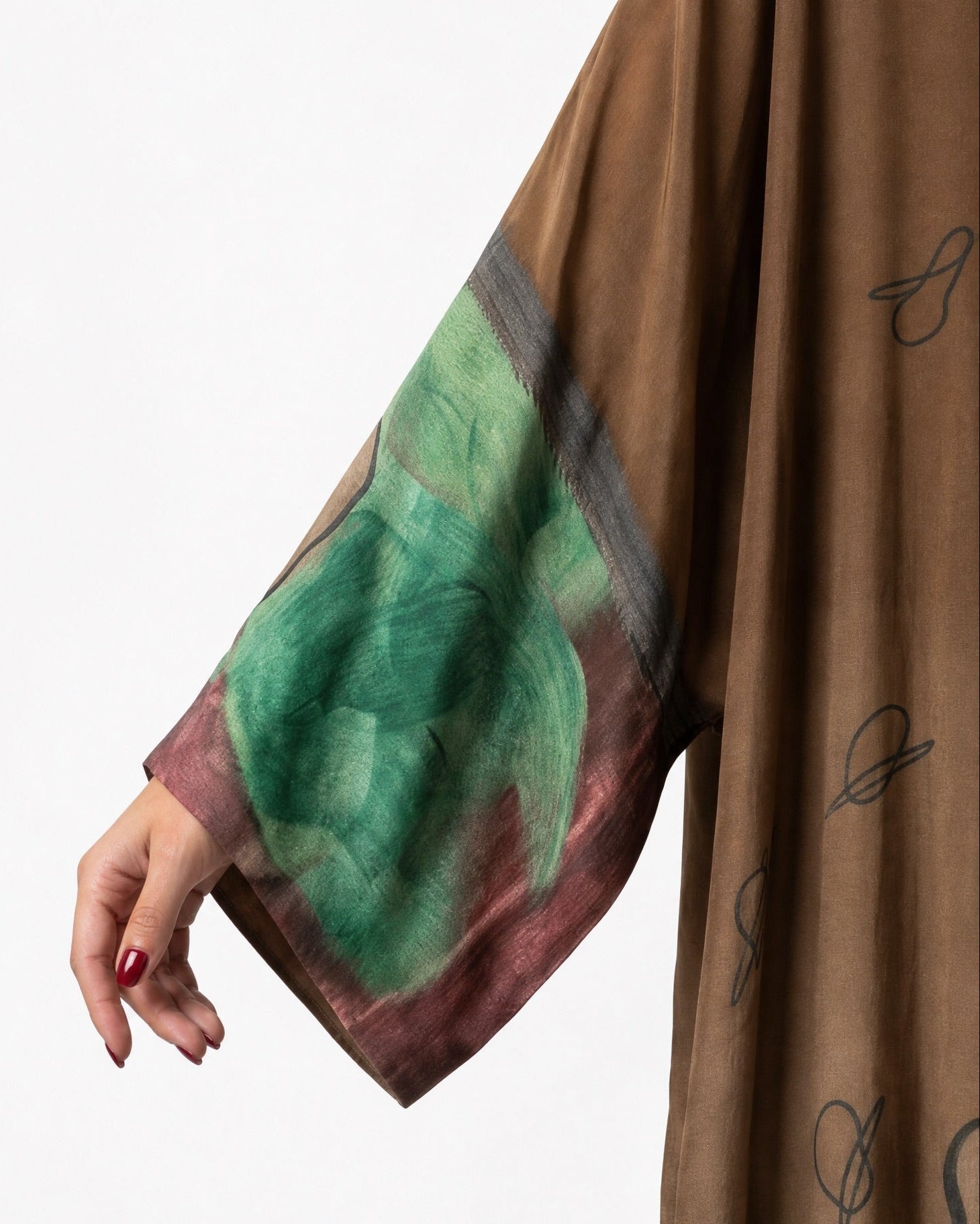 SS26MULS05 - Printed Cotton Silk Abaya - MULAKAAT - MIRA Y MANO
