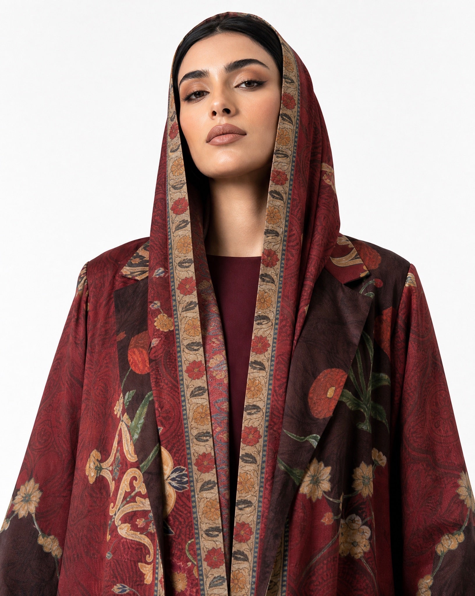 SS26MULS09 - Printed Cotton Silk Abaya - MULAKAAT - MIRA Y MANO