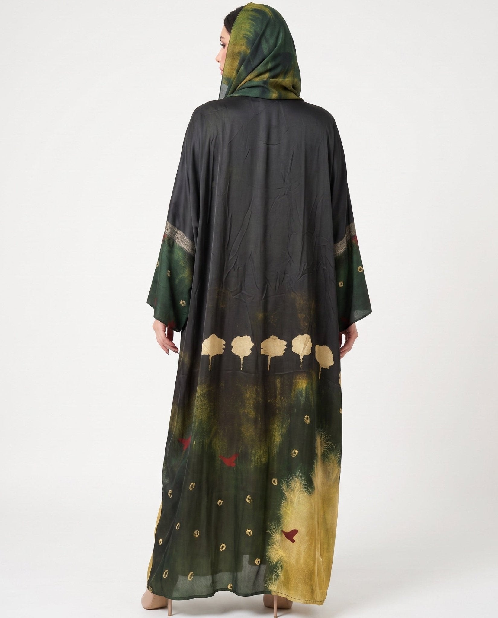 SS26MULS12 - Printed Cotton Silk Abaya - MULAKAAT - MIRA Y MANO