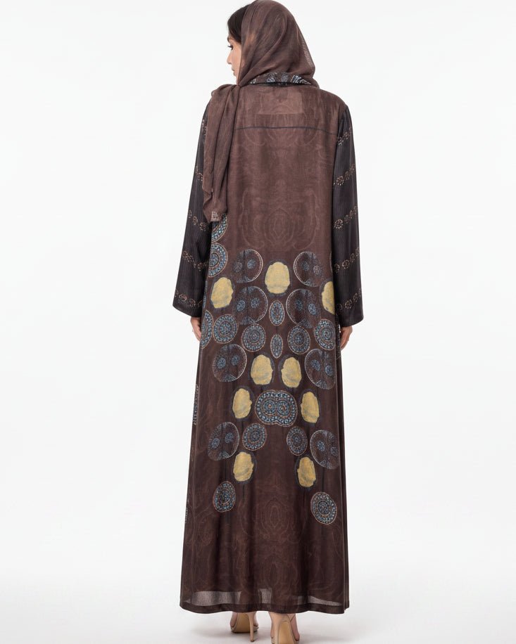 SS26MULS14 - Printed Cotton Silk Abaya - MULAKAAT - MIRA Y MANO
