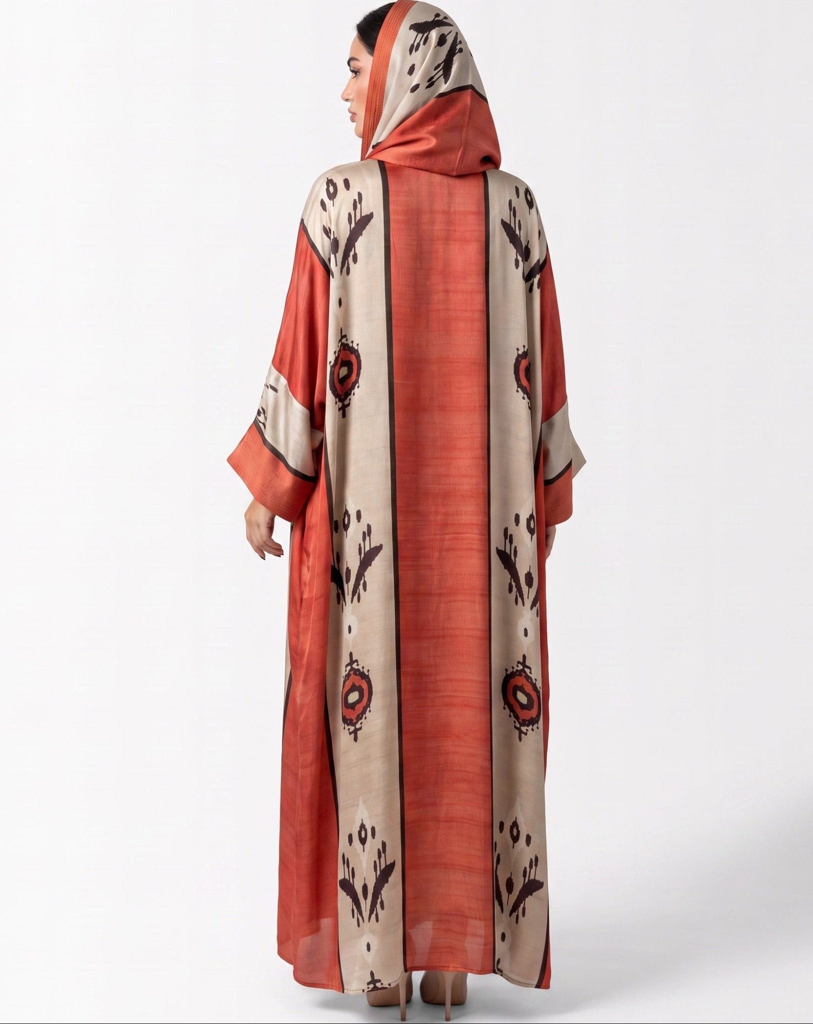 SS26MULS15 - Printed Cotton Silk Abaya - MULAKAAT - MIRA Y MANO