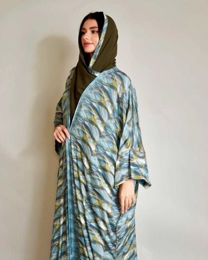 AQUA GREEN ABAYA - NAKHLAH - MIRA Y MANO
