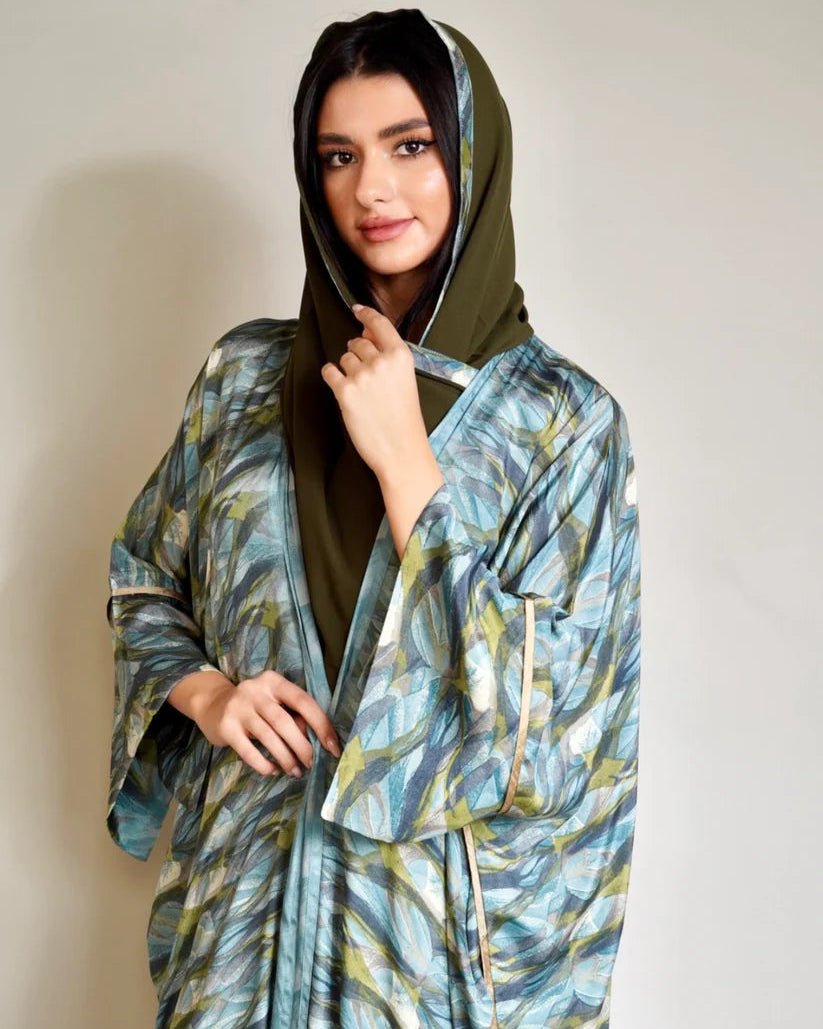 AQUA GREEN ABAYA - NAKHLAH - MIRA Y MANO