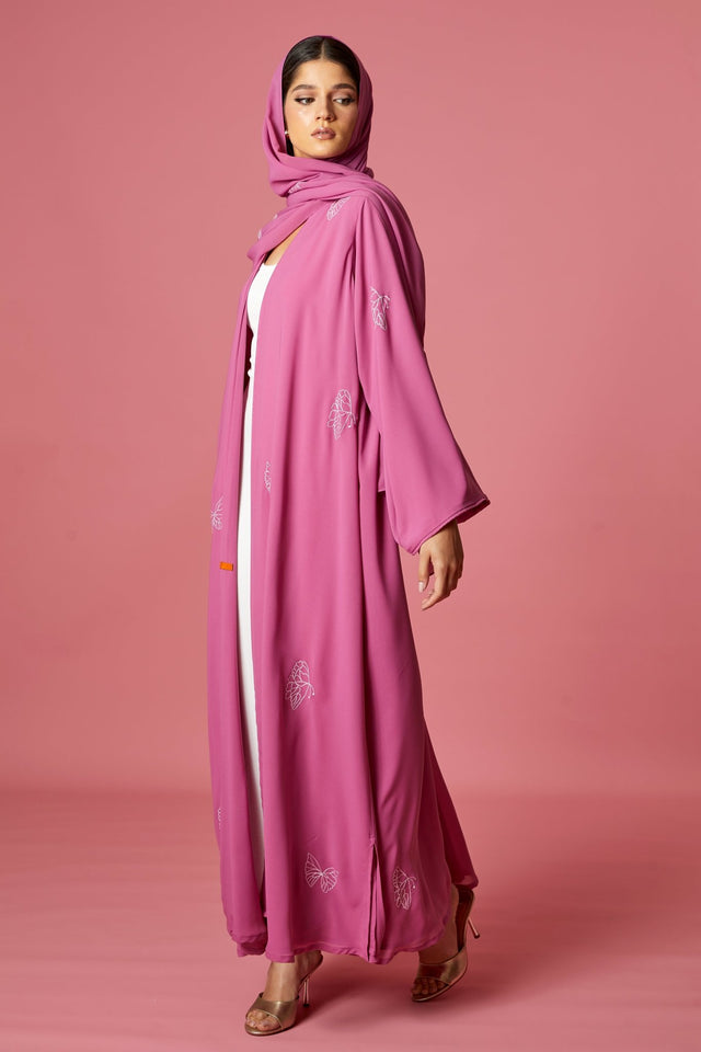 NM 302 PINK ABAYA - NM BOUTIQUE - MIRA Y MANO