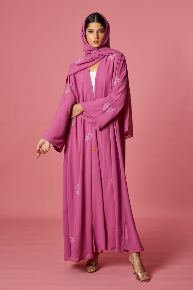 NM 302 PINK ABAYA - NM BOUTIQUE - MIRA Y MANO