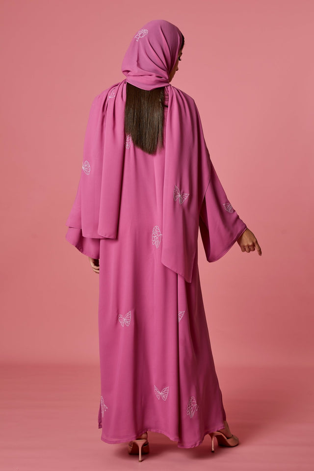 NM 302 PINK ABAYA - NM BOUTIQUE - MIRA Y MANO