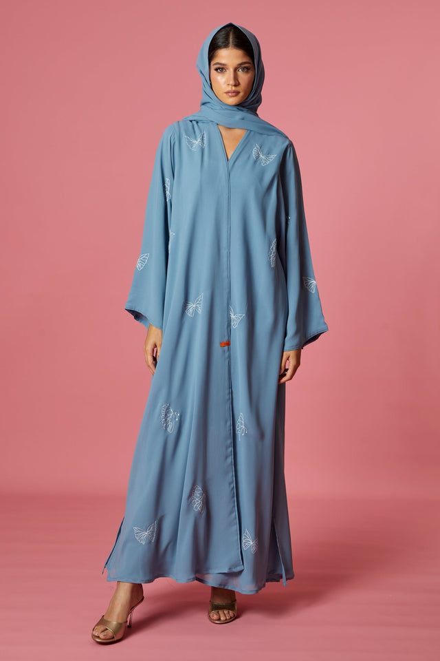 NM 302 SKY BLUE ABAYA - NM BOUTIQUE - MIRA Y MANO