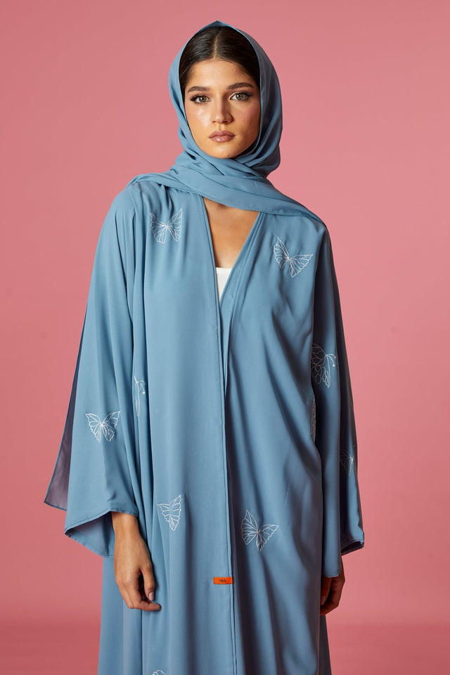 NM 302 SKY BLUE ABAYA - NM BOUTIQUE - MIRA Y MANO