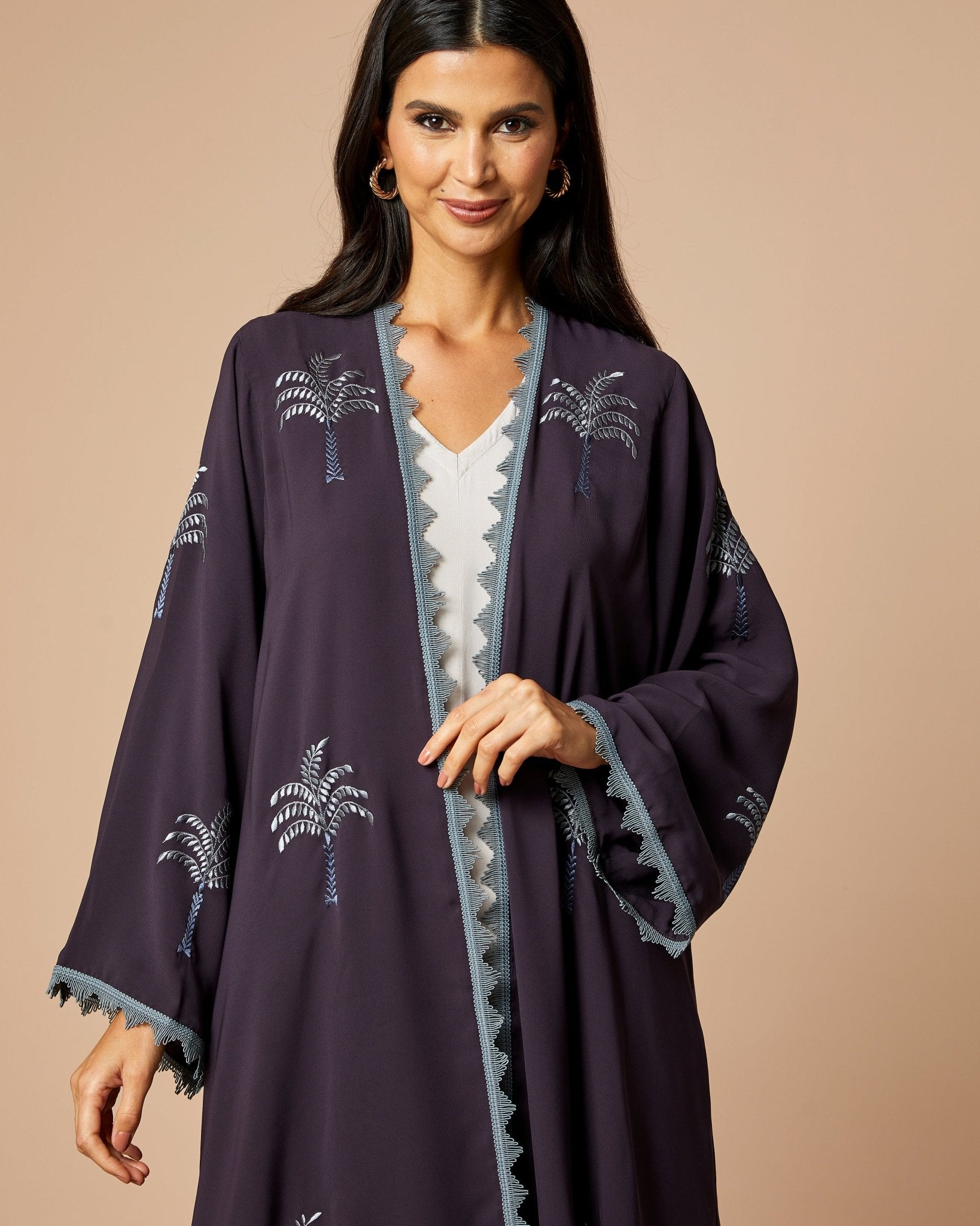 NM-410 PURPLE ABAYA - NM BOUTIQUE - MIRA Y MANO