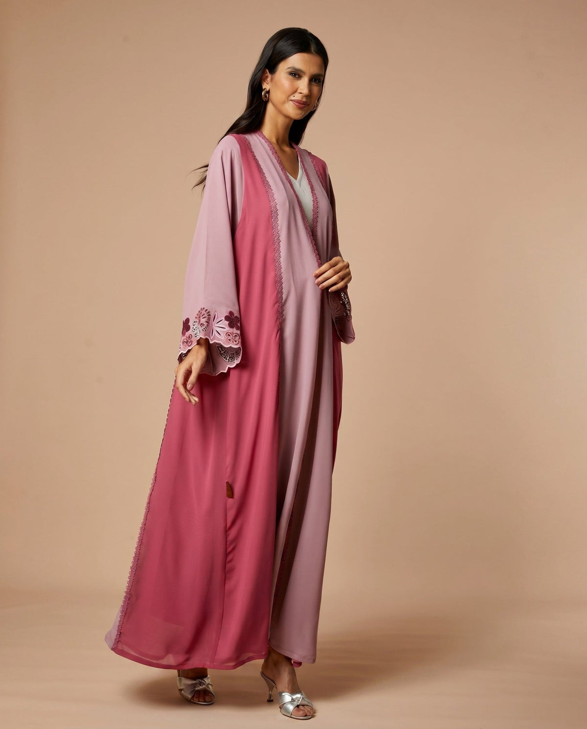NM-413 زهري – عباية شيفون زهري – صورة المنتج 4