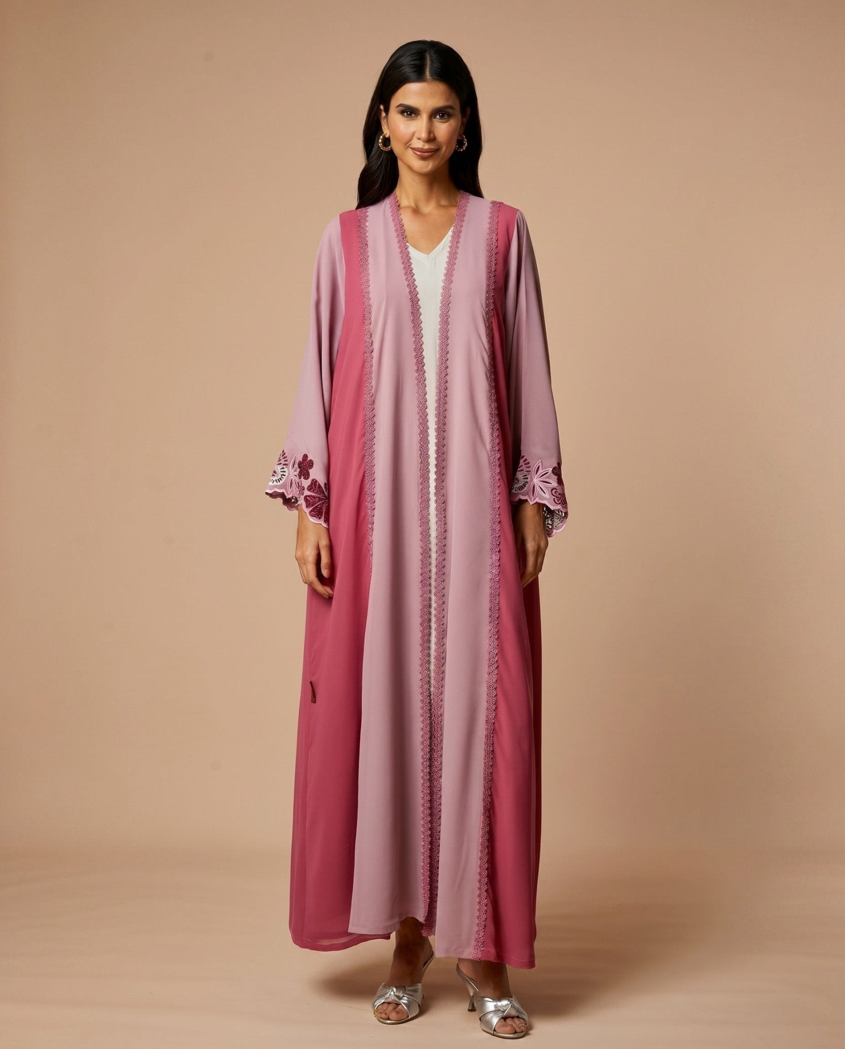 NM-413 PINK ABAYA - NM BOUTIQUE - MIRA Y MANO
