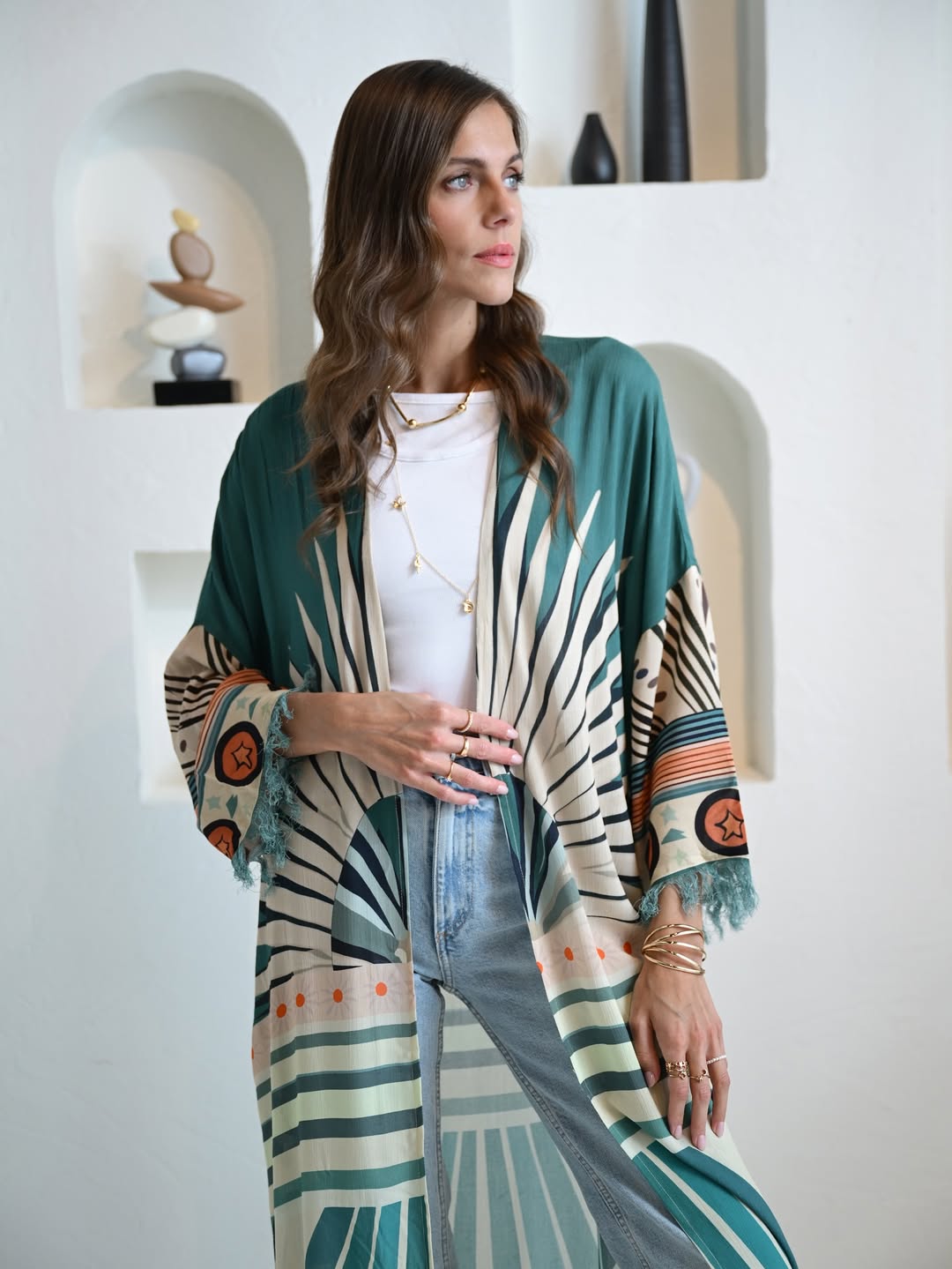 NF - K25 - WB GREEN KIMONO - NOUF FETAIHI - MIRA Y MANO