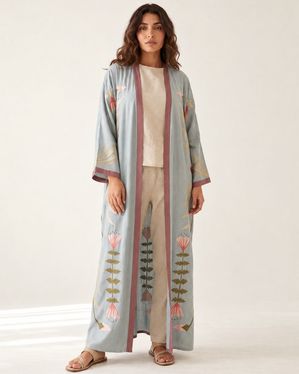 NF-K26-BSTAN - Printed Viscose Kimono - NOUF FETAIHI - MIRA Y MANO
