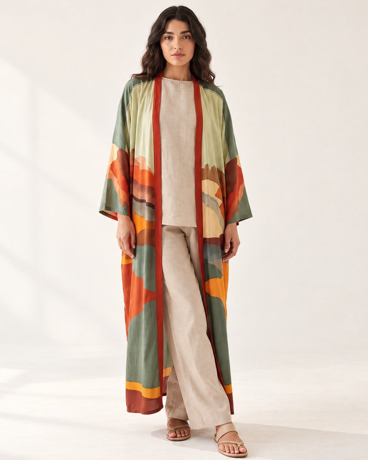 NF-K26-TUWAIQ - Printed Viscose Kimono - NOUF FETAIHI - MIRA Y MANO