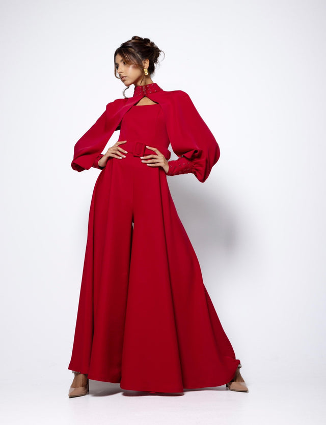 IC - JS - M01 - RED JUMPSUIT - NOUR ABDUL - MIRA Y MANO