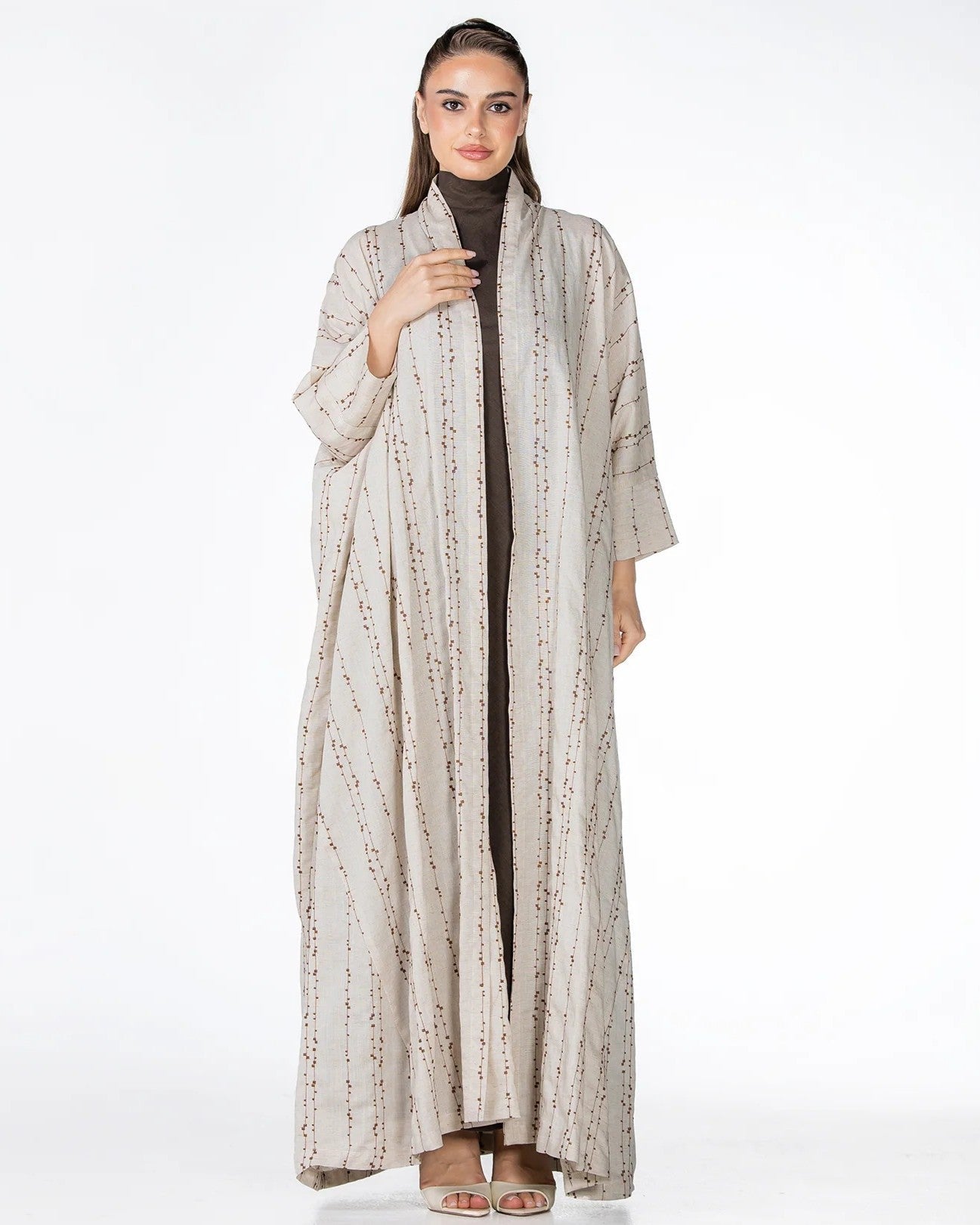 Almond Lux – Beige Linen Abaya - ORANGE BLOSSOM - MIRA Y MANO