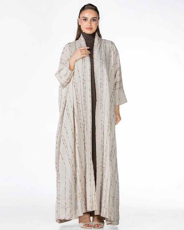 Almond Lux – Beige Linen Abaya