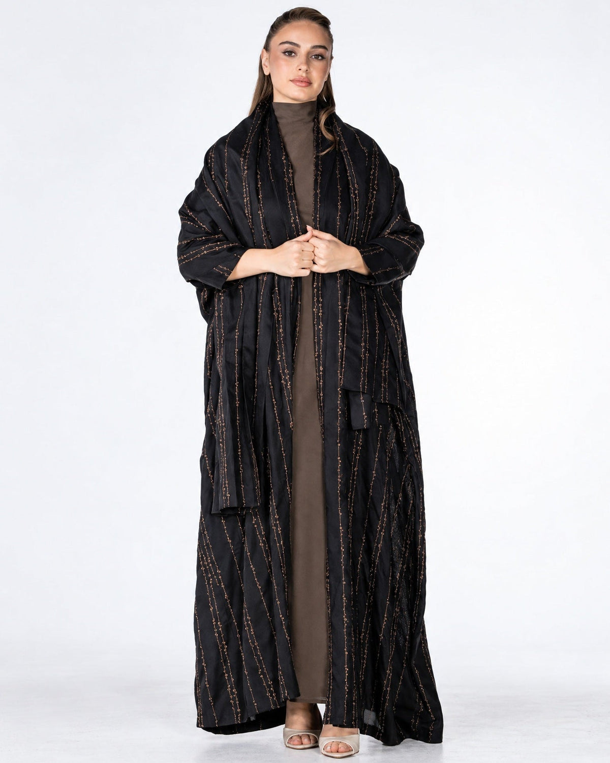 Almond Lux – Black Linen Abaya - ORANGE BLOSSOM - MIRA Y MANO
