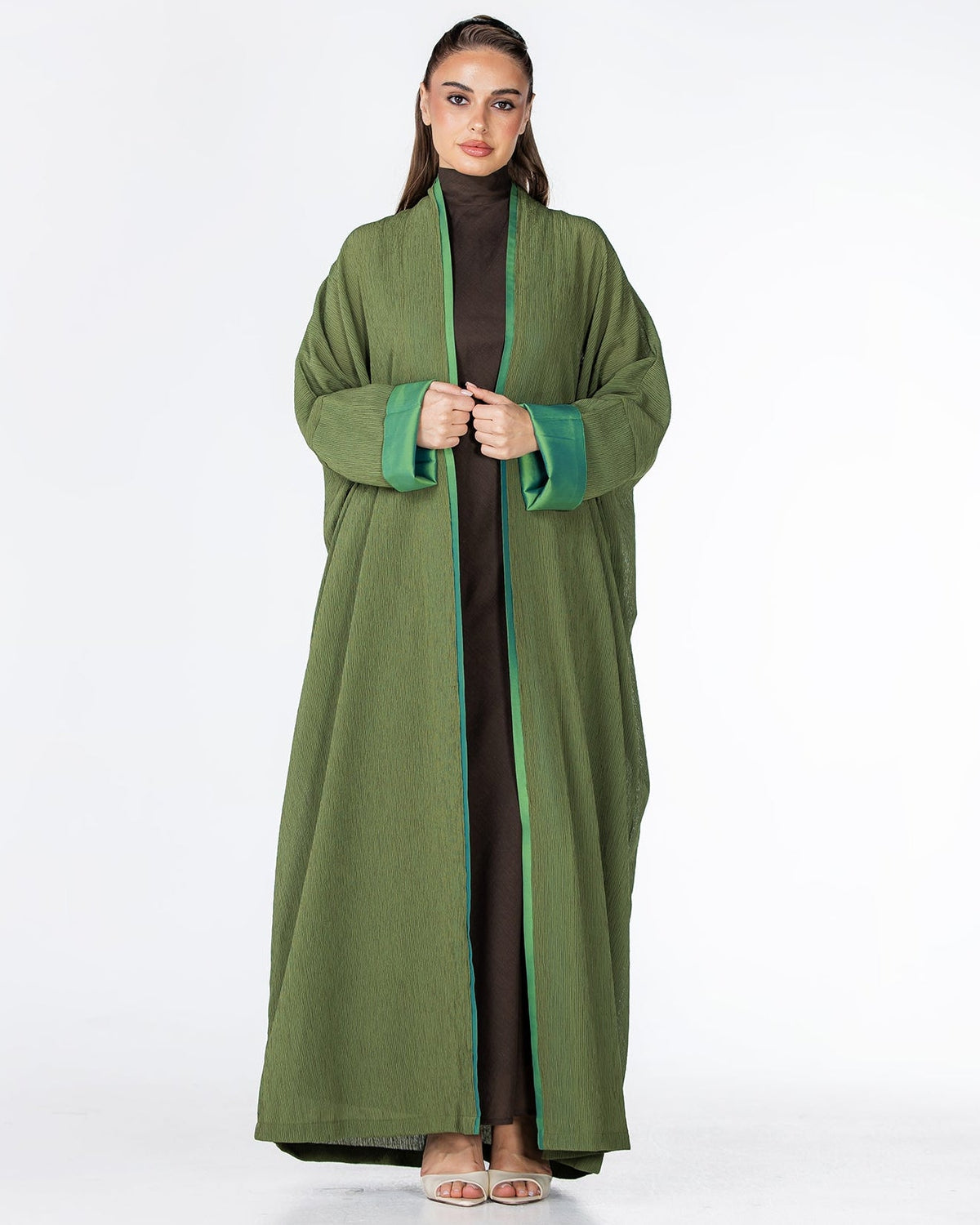 CHERRY-FG – Forest Green Crepe Abaya – Product image 1