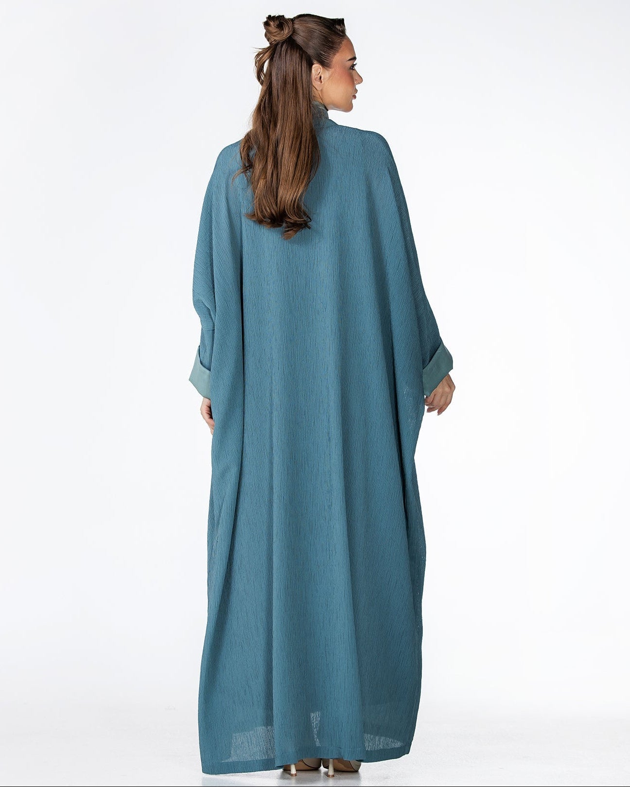 CHERRY-PB – Powder Blue Crepe Abaya - ORANGE BLOSSOM - MIRA Y MANO