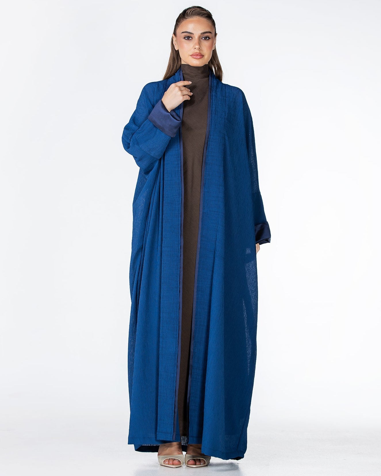 CHERRY-RB – Royal Blue Crepe Abaya - ORANGE BLOSSOM - MIRA Y MANO