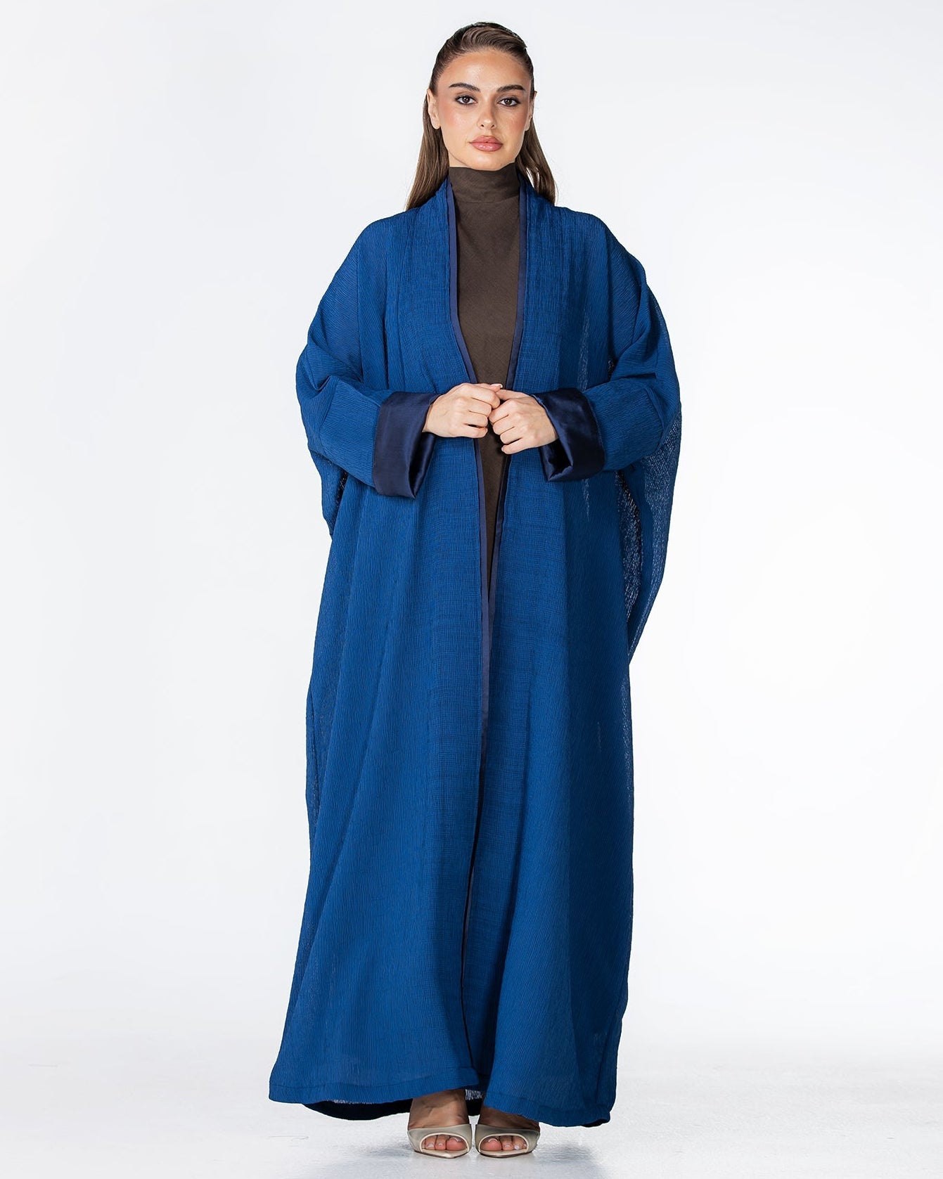 CHERRY-RB – Royal Blue Crepe Abaya - ORANGE BLOSSOM - MIRA Y MANO