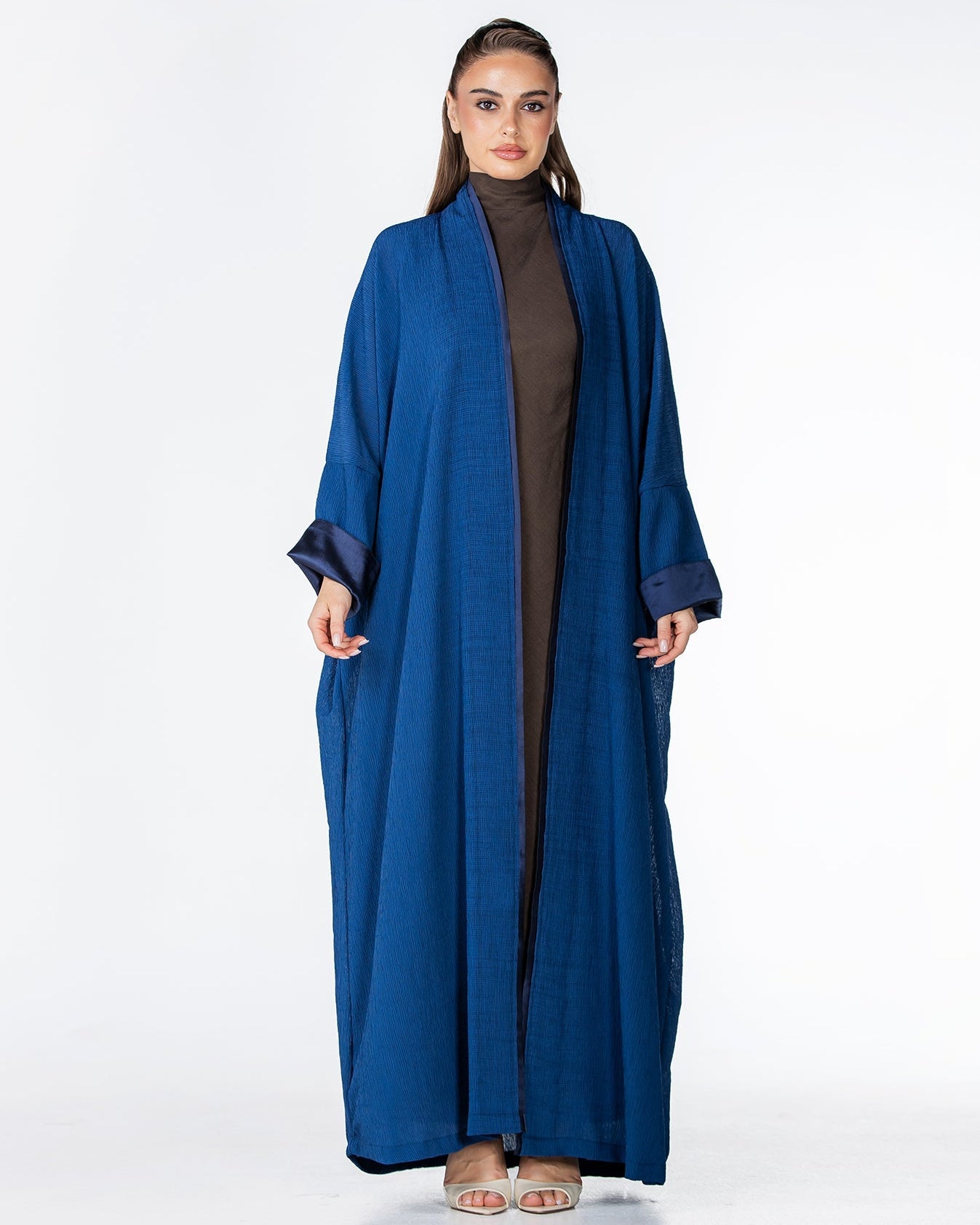 CHERRY-RB – Royal Blue Crepe Abaya - ORANGE BLOSSOM - MIRA Y MANO