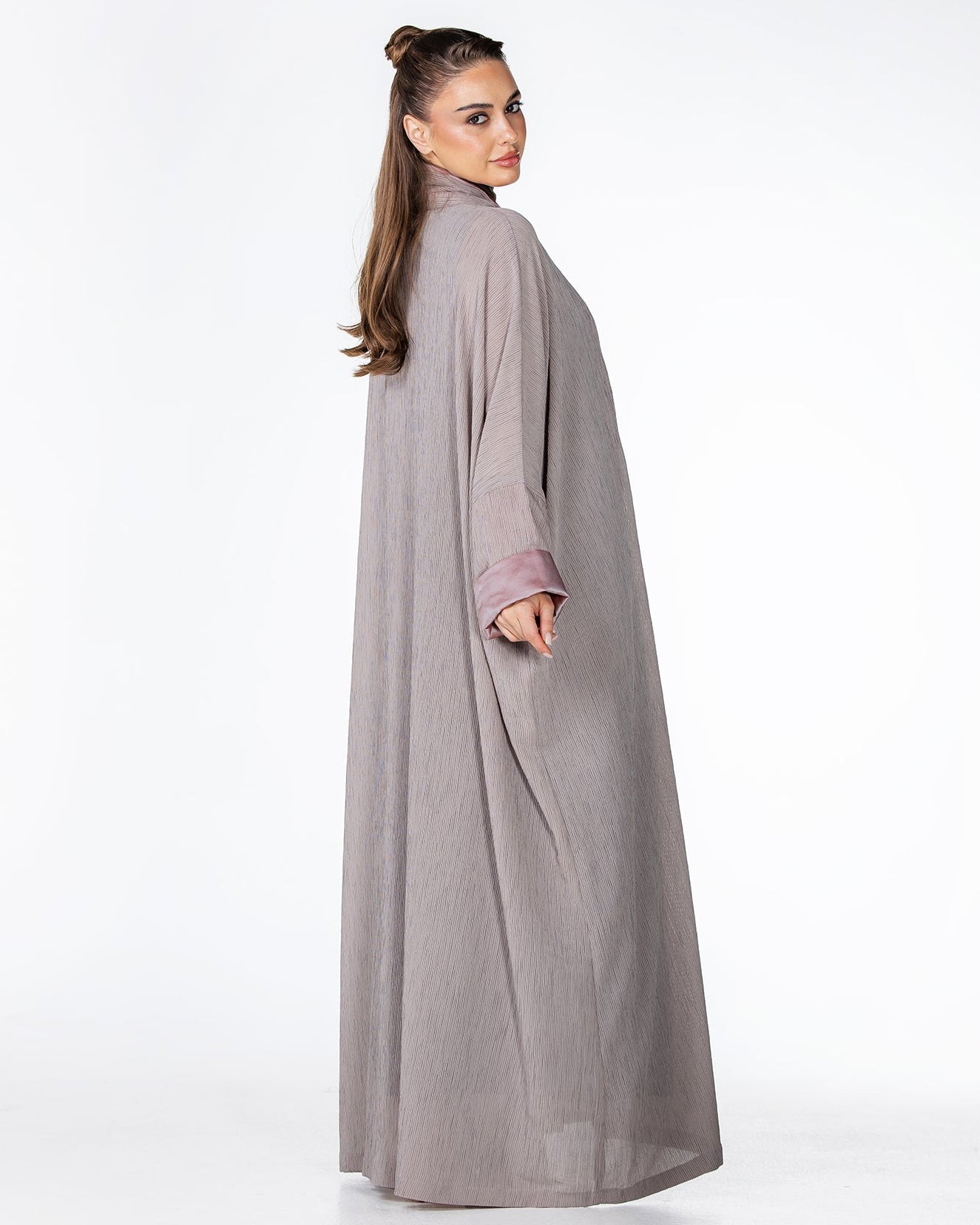 CHERRY-TN – Tan Crepe Abaya - ORANGE BLOSSOM - MIRA Y MANO
