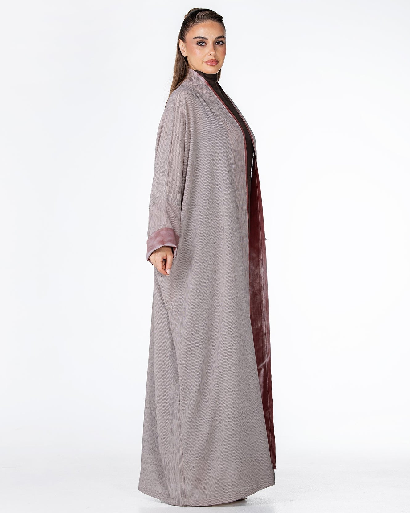 CHERRY-TN – Tan Crepe Abaya - ORANGE BLOSSOM - MIRA Y MANO