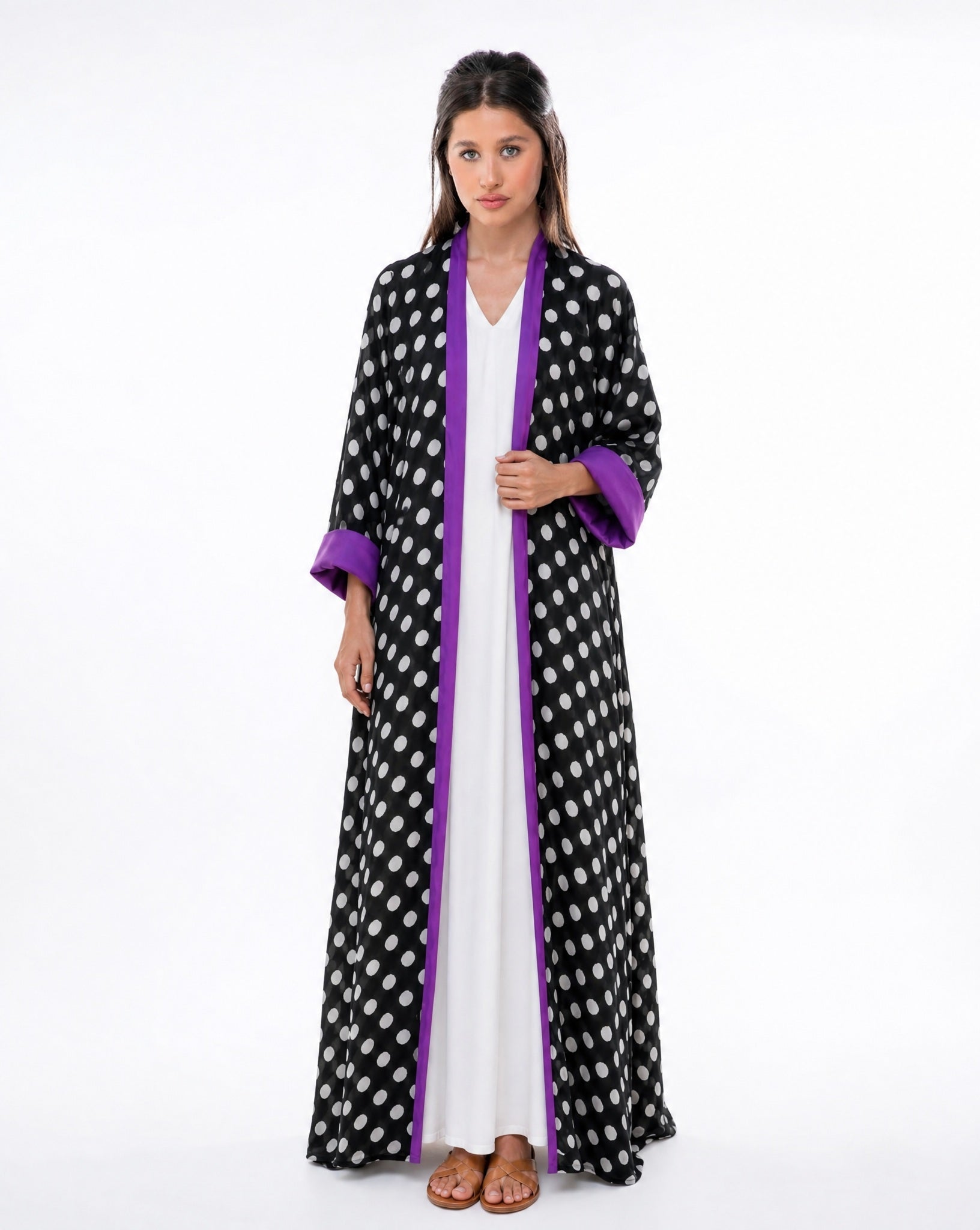 CONFETTI-BK – Black Cotton Abaya – Product image 1