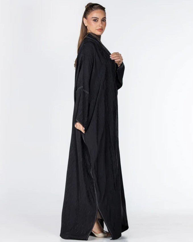 COPPER 2.0-BK – Black Washed Silk Abaya - ORANGE BLOSSOM - MIRA Y MANO