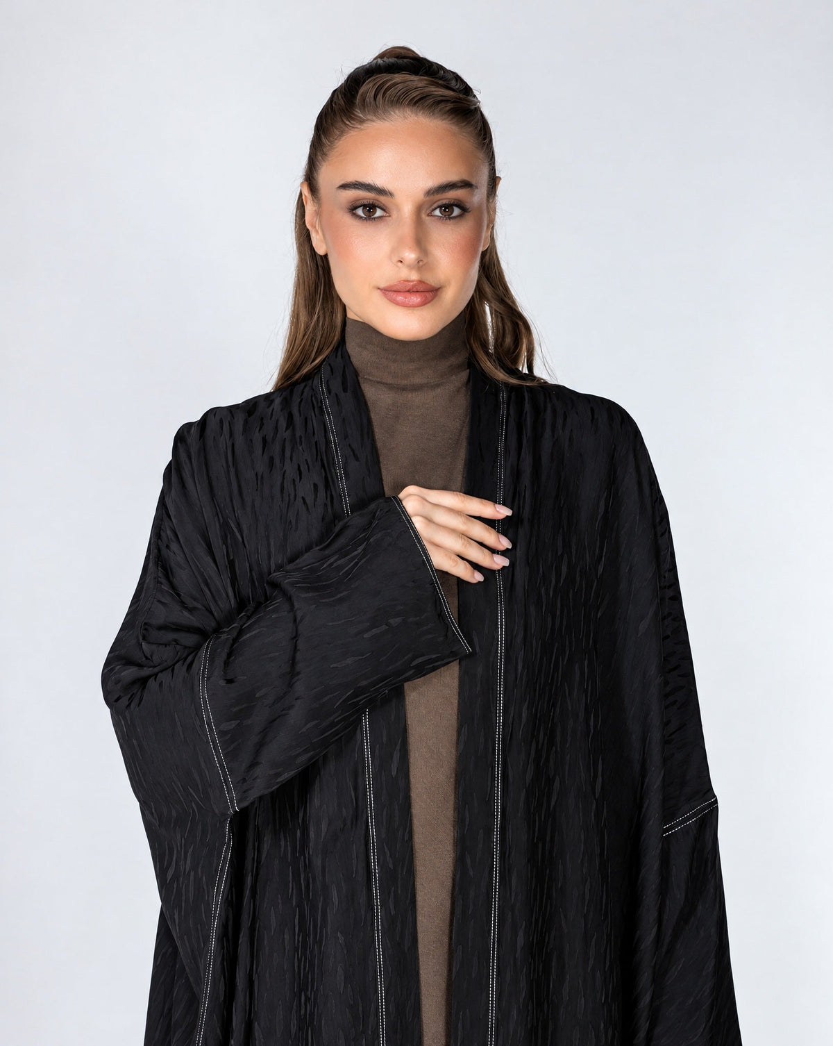 Copper 2.0 – Black Viscose Linen Abaya - ORANGE BLOSSOM - MIRA Y MANO