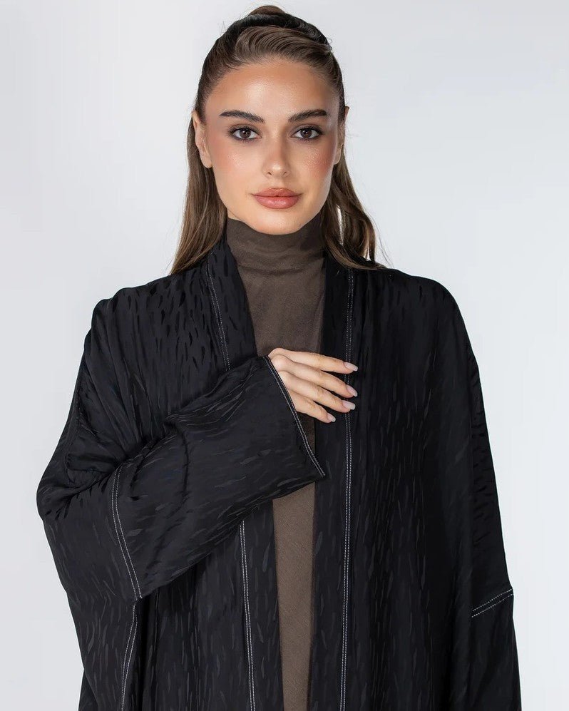 Copper 2.0 – Black Viscose Linen Abaya - ORANGE BLOSSOM - MIRA Y MANO