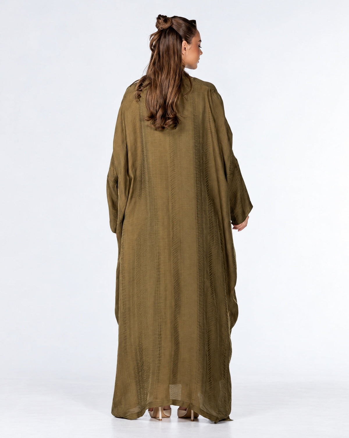 Copper 2.0 – Olive Viscose Linen Abaya - ORANGE BLOSSOM - MIRA Y MANO