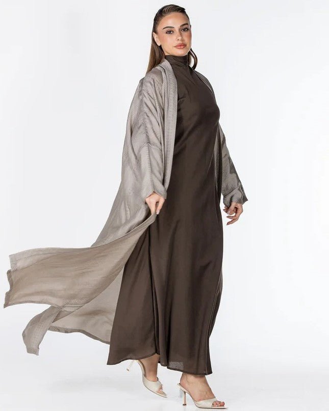 Copper 2.0 – Silver Viscose Linen Abaya - MIRA Y MANO
