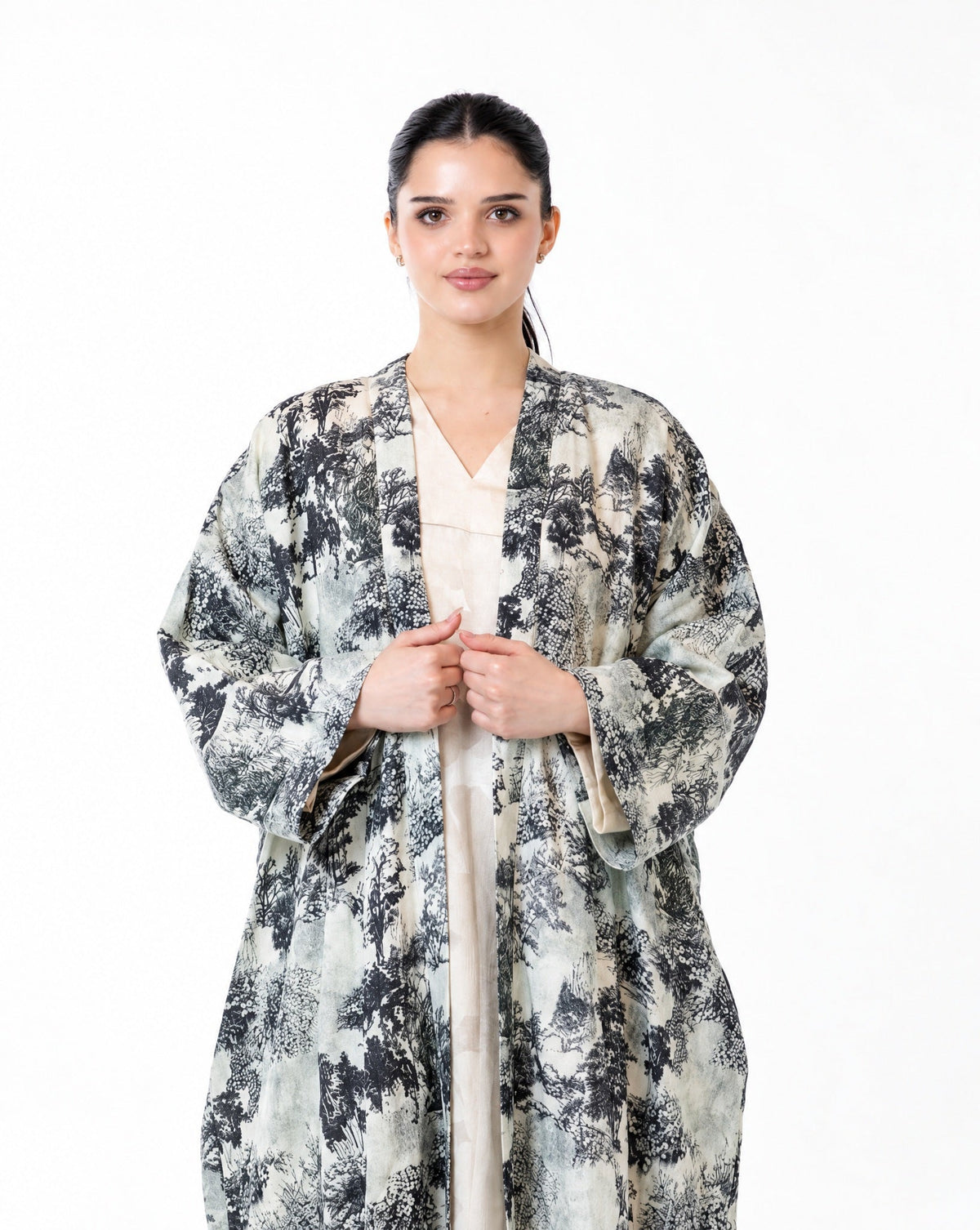 Dusk – Light Gray Linen Abaya - ORANGE BLOSSOM - MIRA Y MANO