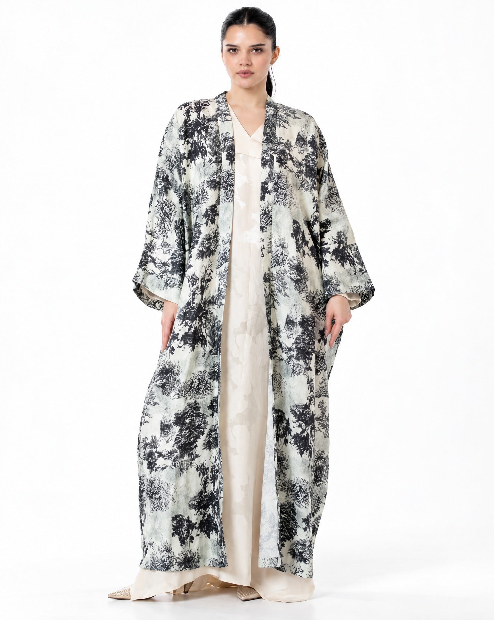 Dusk – Light Gray Linen Abaya - ORANGE BLOSSOM - MIRA Y MANO