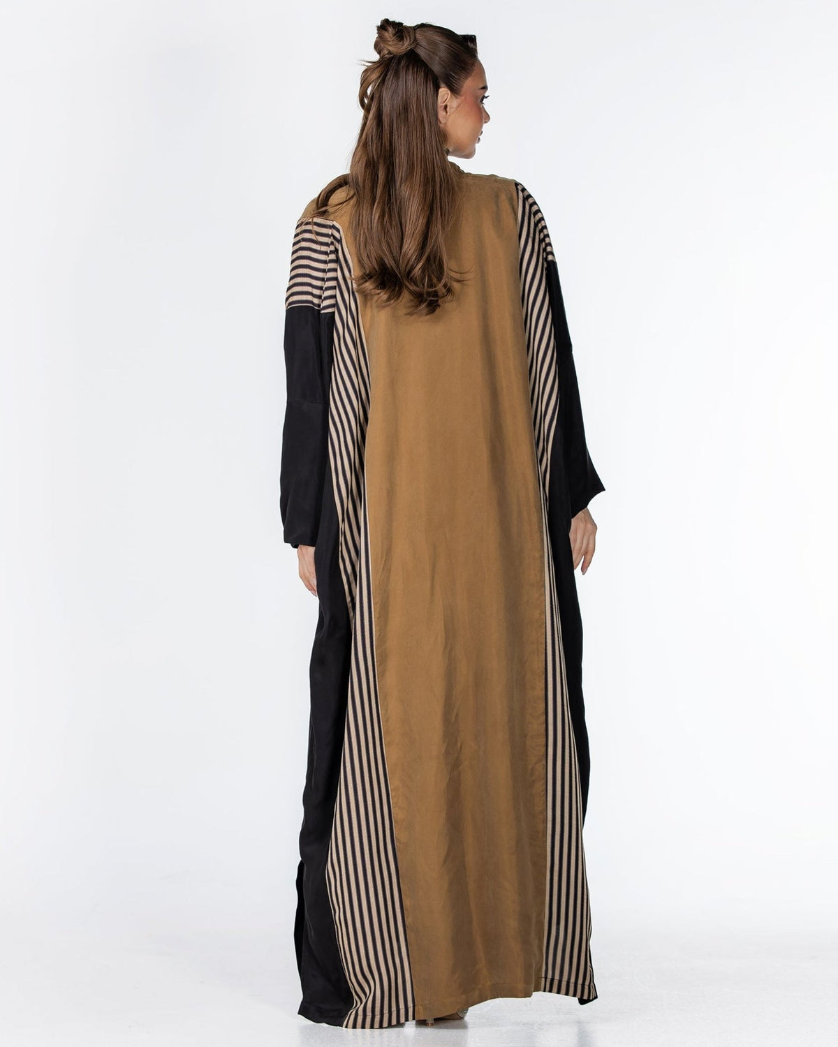 ECLIPSE-A - Dark Goldenrod Washed Silk Abaya - ORANGE BLOSSOM - MIRA Y MANO