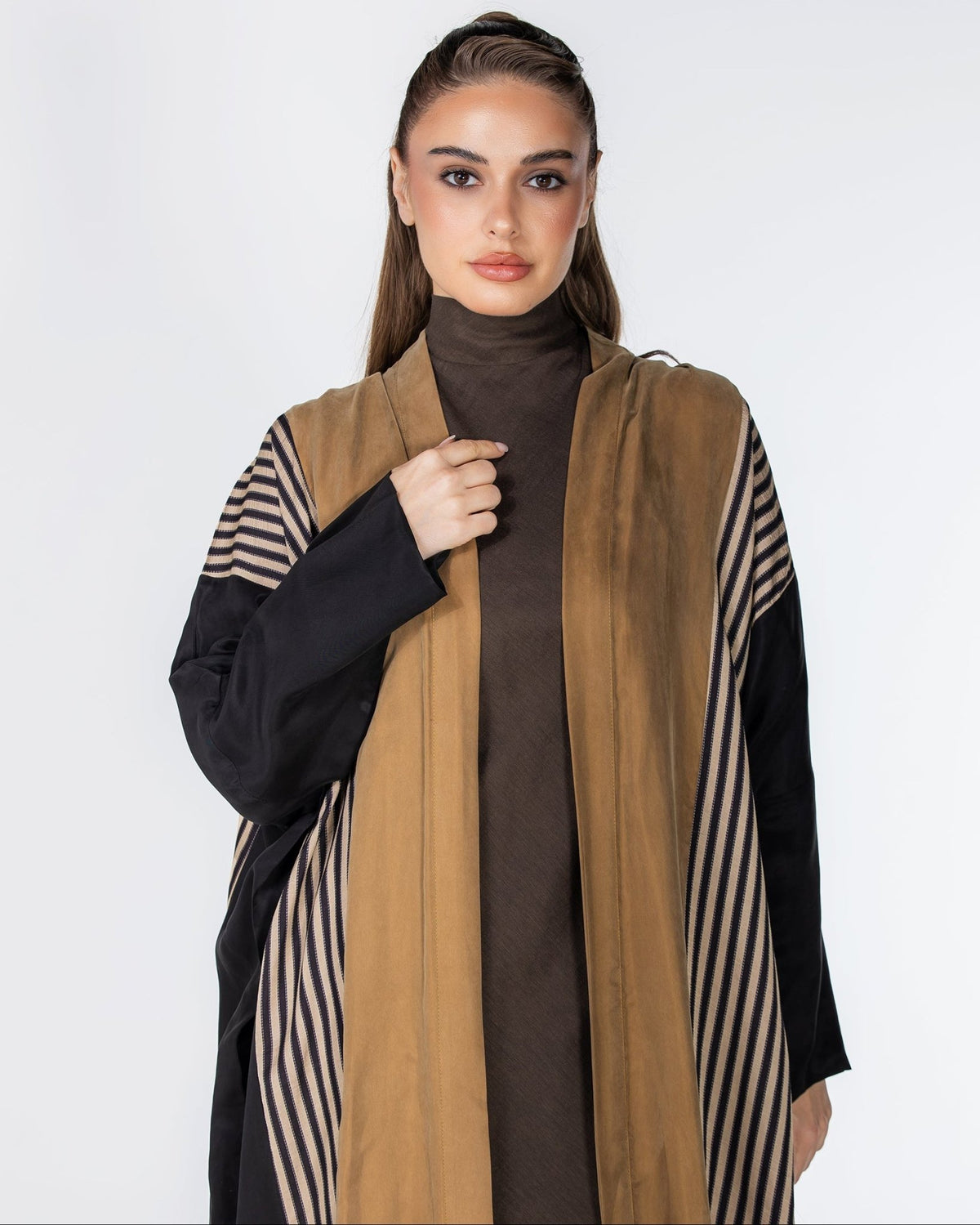 ECLIPSE-A - Dark Goldenrod Washed Silk Abaya - ORANGE BLOSSOM - MIRA Y MANO