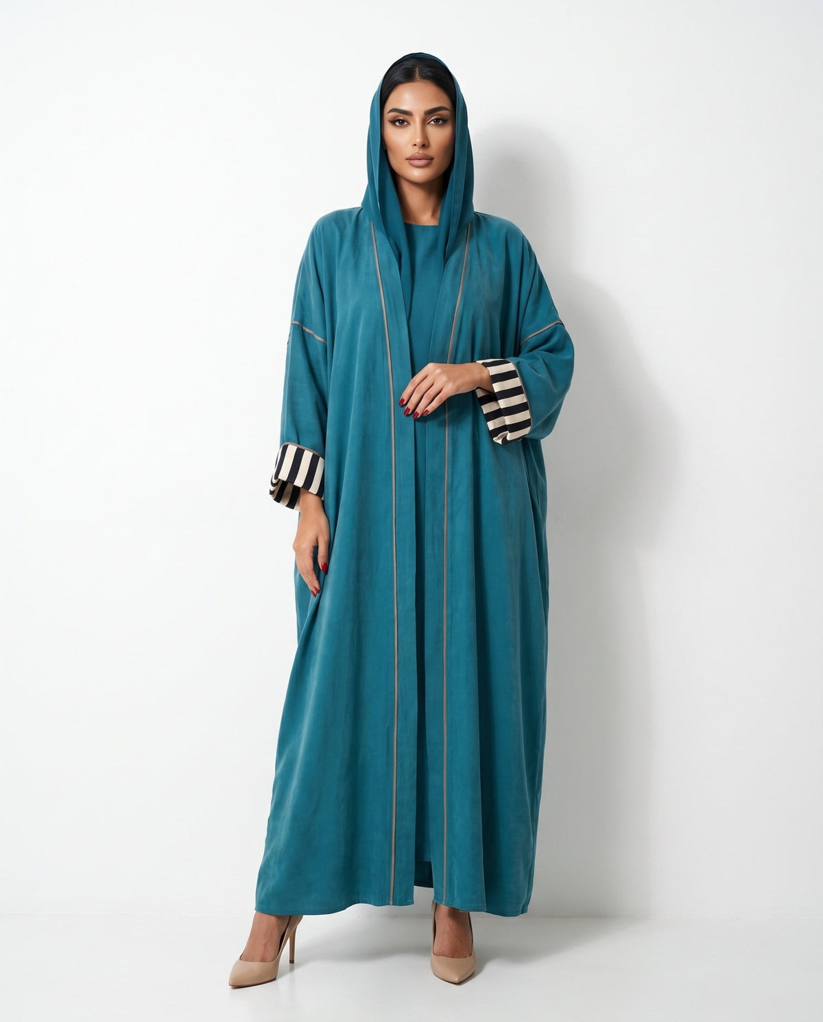 HARMONY 2.0-TL - Teal Washed Silk Abaya - ORANGE BLOSSOM - MIRA Y MANO