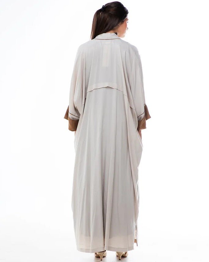 HAZE-BE - Beige Washed Silk Abaya - ORANGE BLOSSOM - MIRA Y MANO
