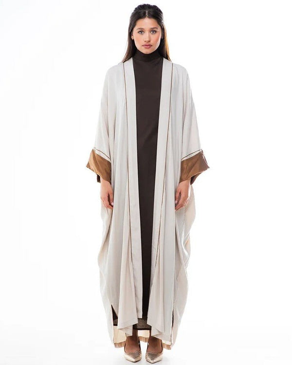 HAZE-BE – Beige Washed Silk Abaya
