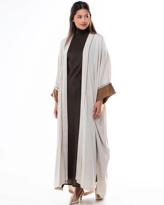 HAZE-BE - Beige Washed Silk Abaya - ORANGE BLOSSOM - MIRA Y MANO