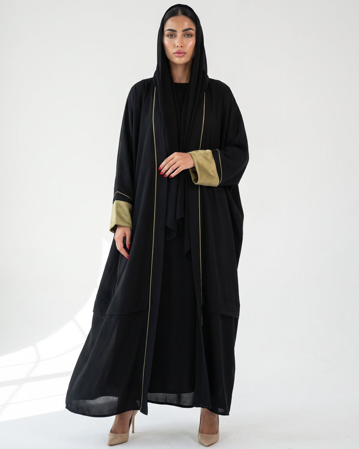 HAZE-BK - Black Washed Silk Abaya - MIRA Y MANO
