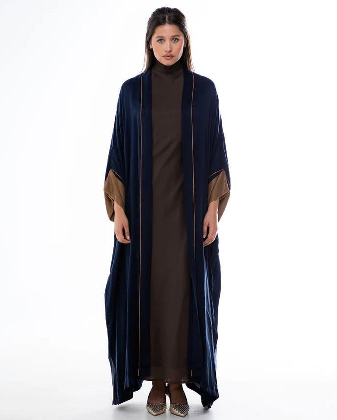 HAZE-NV - Navy Washed Silk Abaya - ORANGE BLOSSOM - MIRA Y MANO