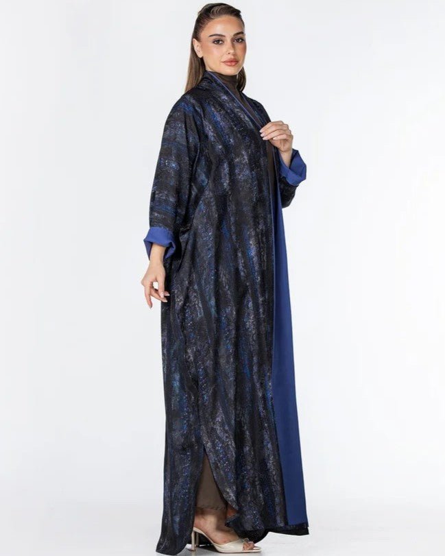 Kashmir – Black Jacquard Abaya - ORANGE BLOSSOM - MIRA Y MANO