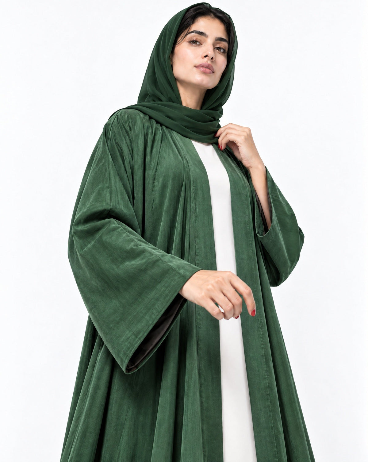 MAYA LUX - 71 – عباية من الحرير المغسول بالأخضر الداكن – MIRA Y MANO