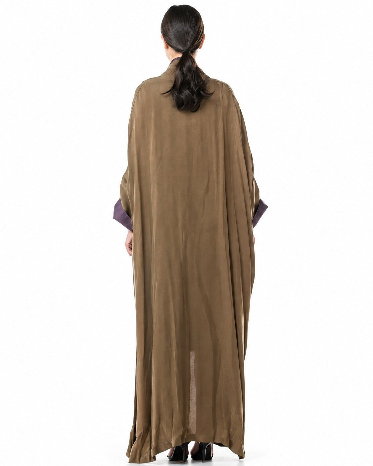 MELODY 2.0-OL - Olive Washed Silk Abaya - ORANGE BLOSSOM - MIRA Y MANO